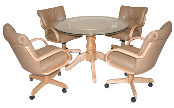 280 Caster Chairs with Glass Table