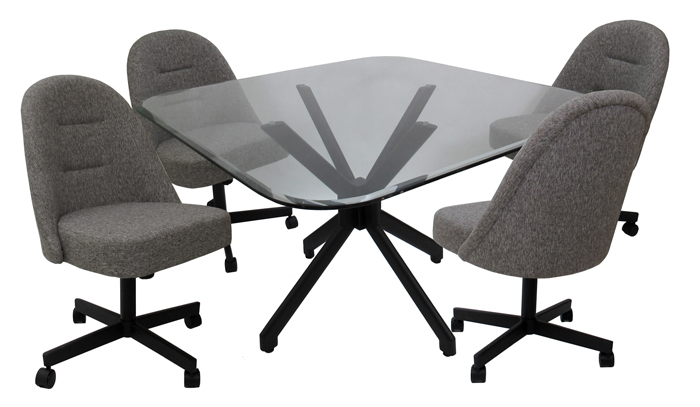M-235 Caster Chairs Glass Table