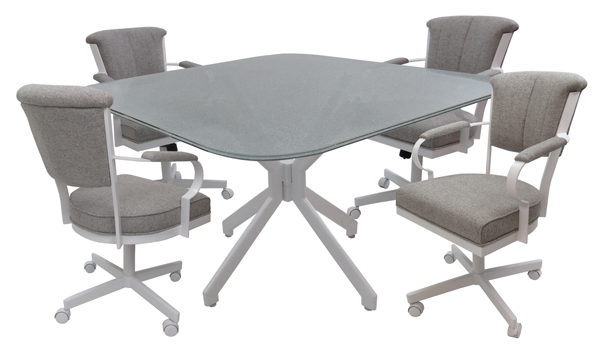 Miami Caster Chairs SQ Round Crackle Glass Table