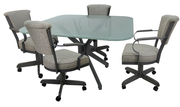 Miami Caster Chairs Crackle Glass Table