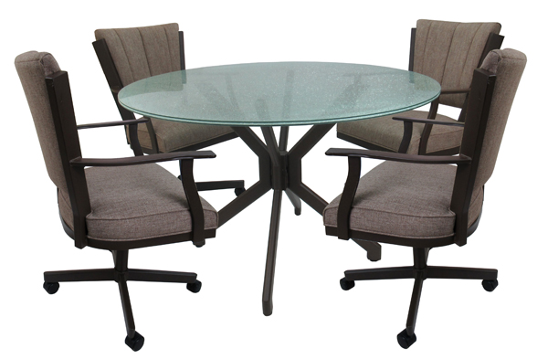 Montana Caster Chairs Crackle Glass Table