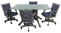 Mango Caster Chairs Crackle Glass Table