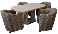 Dinette with Barrel Chairs Wood Edge Mica Table